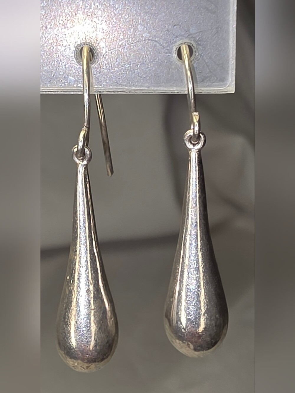 Sterling Silver Teardrop Dangle Earrings - Silver